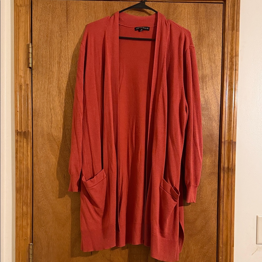 Women's Red Open-Front Cardigan